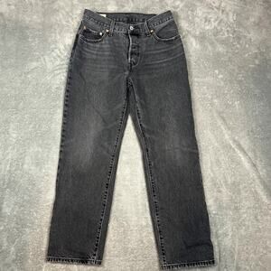 Levi's 501 Jeans Womens 27 x 30 Grey Washed Denim Straight Leg Butterfly